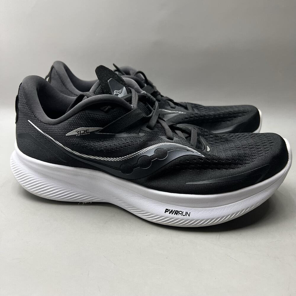 Saucony Ride 15 Running Shoes Women Size 10 Wide Black Mesh Comfort Low Sneakers